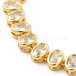 Clear Cubic Zirconia Oval Link Chain Bracelet&nbsp;BJEW-E073-04G