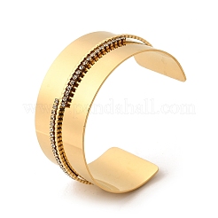 304 Stainless Steel Rhinestone Cuff Bangles for Women&nbsp;BJEW-Z109-04G-02