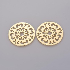 チベット風合金シャンデリアコネクターパーツ  鉛フリー＆カドミウムフリー  フラットラウンド  ゴールドカラー  48x1mm&nbsp;EA13475Y-G
