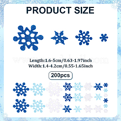 グリッタークリスマススノーフレークEVAフォームステッカー200枚  工芸品やパーティーの装飾用  ミックスカラー  16~50x14~42x1.5~2mm&nbsp;DIY-ME0001-94