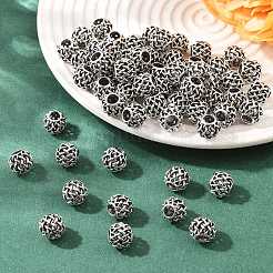 合金ヨーロピアンビーズ  大穴ビーズ  ロンデル  中空  アンティークシルバー  11x9mm  穴：4.5mm&nbsp;PALLOY-S079-011AS
