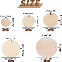 96個5スタイルの天然木製サークルペンダント  バリーウッド  15~35x4~5mm  穴：1.6~2mm&nbsp;WOOD-NB0001-83