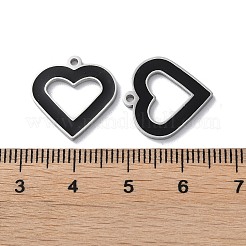304ステンレスペンダント  エナメル  ハートチャーム  ステンレス鋼色  17x16x1.5mm  穴：1.4mm&nbsp;STAS-C083-04P-01