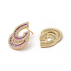 Cubic Zirconia Teardrop Stud Earrings&nbsp;KK-E060-12G