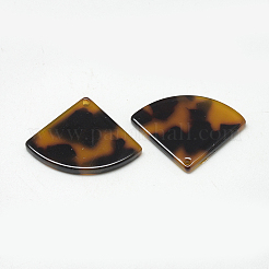 セルロースアセテート（樹脂）ペンダント  べっ甲柄  ファン  ゴールデンロッド  21.5x29x2.5mm  穴：1mm&nbsp;KY-Q034-301