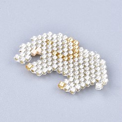 手作りシードビーズペンダント  弾性糸で  織機模様  象  銀  16x24~26x1.5mm&nbsp;SEED-I012-53A