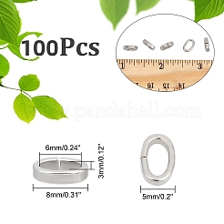 楕円形201ステンレススチールスライドチャーム100個  ステンレス鋼色  10x6x2.5mm  穴：4x7mm&nbsp;STAS-UN0043-60