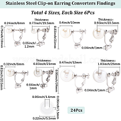 24Pcs 4 Styles 316 Surgical Stainless Steel Clip-on Earring Converters Findings&nbsp;STAS-SC0010-35P