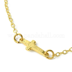 クロス真鍮リンクブレスレット  女性用アズキチェーンブレスレット  ゴールドカラー  7-1/4インチ（18.3cm）&nbsp;BJEW-JB10588