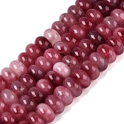天然石ホワイトジェイドビーズ連売り  滑らかなロンデル  染め  サクランボ色  10~10.5x5.5~6mm  穴：0.7~1.2mm  約61~69個/連  14.37~15.55インチ（36.5~39.5cm）&nbsp;G-Q613-01F-31