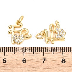 Brass Micro Pave Clear Cubic Zirconia Charms&nbsp;ZIRC-F148-02G