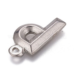 変色しにくい304ステンレススチールペンダント  アルファベット  文字.p  16x8.5x2mm  穴：1.2mm&nbsp;STAS-H119-01P-P