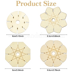 4Pcs 4 Styles Wood Braiding Disk&nbsp;AJEW-YW0002-16