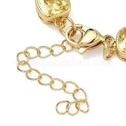 Square Brass Pave Cubic Zirconia Link Chain Bracelets for Women&nbsp;BJEW-P385-08G-01