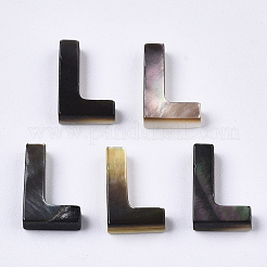 天然な黒リップシェルビーズ  トップドリルビーズ  文字L  L：10x6.5x2.5mm  穴：0.6mm&nbsp;LS-SSHEL-S265-001L