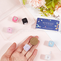 6個6色のアクリル＆プラスチック＆樹脂ラインストーンビーズ  正方形  ミックスカラー  16.5x18.5x18.5mm  穴：2mm  1pc /カラー&nbsp;FIND-SC0013-09A