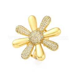 Brass Micro Pave Clear Cubic Zirconia Cuff Rings for Women&nbsp;RJEW-H248-02G