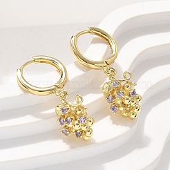 Brass Cubic Zirconia Hoop Earrings&nbsp;EJEW-Q015-02G-D