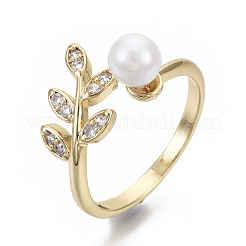 Brass Micro Pave Clear Cubic Zirconia Cuff Finger Rings&nbsp;RJEW-N030-002-NF