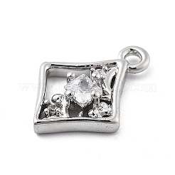 真鍮製マイクロパヴェキュービックジルコニアペンダント  菱形  3.5x10x2.5mm  穴：1.2mm&nbsp;KK-H511-01P-03