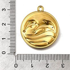 304ステンレススチールエナメルペンダント  イオンプレーティング（ip）  18KGP本金メッキ  イルカ  28.5x25x3mm  穴：1.5mm&nbsp;STAS-Z163-21G-03