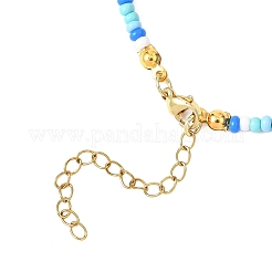 Flower Alloy Enamel Pendant Glass Seed Beaded Necklaces for Women&nbsp;NJEW-JN05550-03