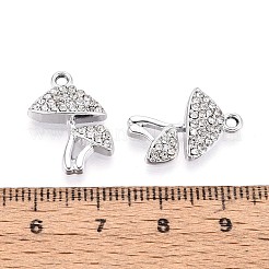 ラックメッキ合金ラインストーンペンダント  キノコ  カドミウムフリー＆ニッケルフリー＆鉛フリー  プラチナ  ミックスカラー  19x13x3mm  穴：1.6mm&nbsp;PALLOY-T091-27M-P