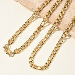 6mm 304ステンレススチール製フィガロチェーンネックレス  イオンプレーティング（ip）  ゴールドカラー  18.11インチ（46cm）&nbsp;NJEW-G203-02G