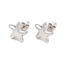 女性用304ステンレススチールスタッドピアス  スター  ステンレス鋼色  13.5x13mm&nbsp;EJEW-A160-01P