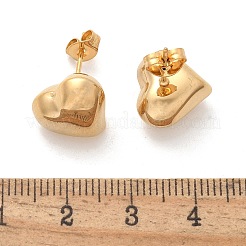 女性用304ステンレススチールスタッドピアス  ハート  ゴールドカラー  12x13mm&nbsp;LS-EJEW-A130-04G