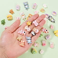 50個 5スタイル 樹脂製漫画動物カボション  混合図形  11.5~26x9~16.5x5.5~8mm  10個/スタイル&nbsp;CRES-YW0002-43