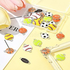 28 個 7 スタイル合金エナメル コネクタ チャーム  スポーツボールリンク  カドミウムフリー＆鉛フリー  プラチナ  ミックスカラー  混合図形  9.5~16x21.5~23x1.5~3mm  穴：1.8~2mm  4個/スタイル&nbsp;ENAM-FS0002-69