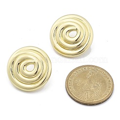 女性のための真鍮のスタッドピアス  フラットラウンド  ゴールドカラー  25mm&nbsp;EJEW-U035-08G