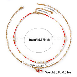 Brass Enamel Red Heart Pendant Double Layer Necklaces&nbsp;XJ8967-3