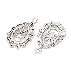 合金のチベット風チャーム  クモとクモの巣のチャーム  アンティークシルバー  34x21x4mm  穴：3mm&nbsp;AL-CBA27B9-02AS
