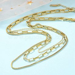 304 Stainless Steel 3 Layer Necklaces for Women&nbsp;NJEW-C084-03G