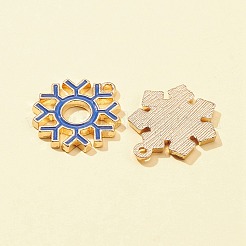 6 個 6 スタイルのクリスマス亜鉛合金エナメルペンダント  ライトゴールド  スノーフレーク  ミックスカラー  21~22x17~19x1.9~2mm  穴：1.5~1.6mm  1個/スタイル&nbsp;FIND-FS0001-78