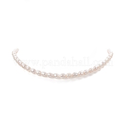 女性用 304 ステンレススチール留め金付き天然真珠ビーズネックレス  貝殻色  14.96インチ（38cm）&nbsp;NJEW-JN04143