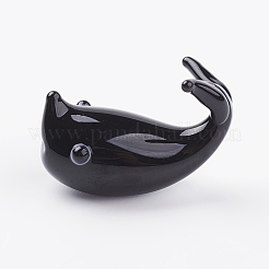 インテリアオーナメントパーツ  手作りランプワーク表示の装飾  クジラ  ブラック  23x12x17mm&nbsp;X1-LAMP-J084-05