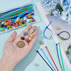 DIYレッグリング作りキット  スプレー塗装された合金スライドチャームを含む  プラスチックケーブルタイ  ミックスカラー  13.5x10x4.5mm  穴：2x8mm&nbsp;DIY-WR0012-63