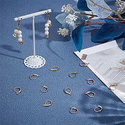 304ステンレススチールフレンチフックピアス金具120個  カン付き  18KGP本金メッキ  15x10x2mm  穴：1.4mm  ピン：1x0.8mm&nbsp;STAS-ME0001-05