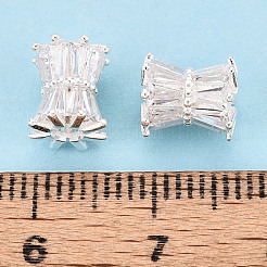 スターリングシルバーのパヴェクリアキュービックジルコニアドラムビーズ925個  ブレスレットネックレス金具部品  銀  8x7mm  穴：1.4mm&nbsp;STER-T008-39S
