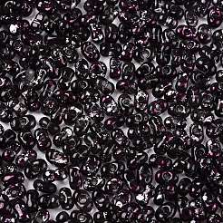 ピカソのスプレー塗装ガラスシードビーズ  ピーナッツ  ブラック  6x4x3mm  穴：1.2mm  約4000個/ポンド&nbsp;SEED-T006-04-36