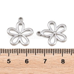 304ステンレスペンダント  花のチャーム  切り取る  ステンレス鋼色  17x15x2mm  穴：1.4mm&nbsp;STAS-L317-26P