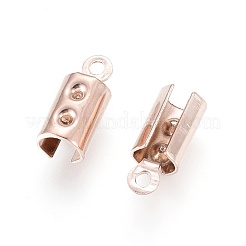 イオンプレーティング（IP）304ステンレススチールコードエンド  エンドキャップ  コラム  ローズゴールド  10x3mm  穴：1mm  内径：4mm&nbsp;STAS-F232-02-RG