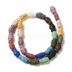 天然溶岩岩ビーズ連売り  魚  染め  ミックスカラー  14x9x7mm  穴：1.2mm  約28個/連  15.55''（39.5センチメートル）&nbsp;G-U007-01N