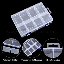 3個 8グリッド PPプラスチック調節可能な仕切りボックス  長方形  透明  19.5x13x4.5cm  内径：6.2x4.7のCM&nbsp;CON-PA0001-13
