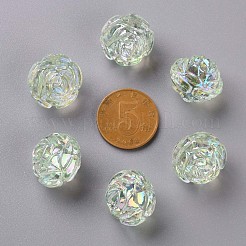 透明なアクリルビーズ  ABカラー  花  黄緑  18x16.5mm  穴：2.5mm  約228個/500g&nbsp;TACR-S154-31C-327