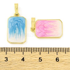 真鍮製エナメルペンダント  カドミウムフリー＆鉛フリー  グリッターと  長持ちメッキ  18KGP本金メッキ  長方形チャーム  ミックスカラー  19x11.5x2mm  穴：4x6.5mm&nbsp;KK-S401-10G