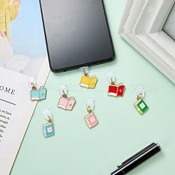 9 個のプラスチックモバイル防塵プラグ  本  合金エナメルペンダント付き  コードループ付き  ミックスカラー  30mm&nbsp;HJEW-SW00184-01